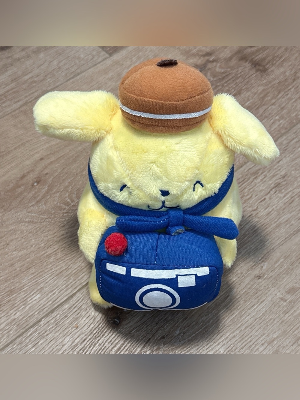 Plush Pompompurin with Blue Camera Toy - Cute Soft Kids Toy